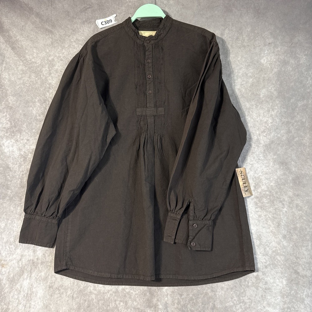 Scully Men's Wahmaker Pleated Front Puffed Sleeve Shirt Size M Chocolate NWT